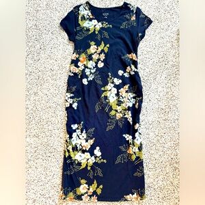 Maternity navy and floral dress
